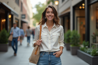Jeune femme en mode durable dans la ville